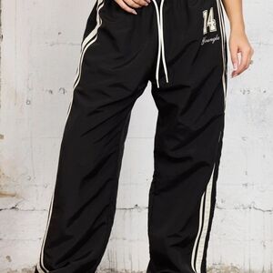 YoungLA Women's Black Joggers with White Stripes